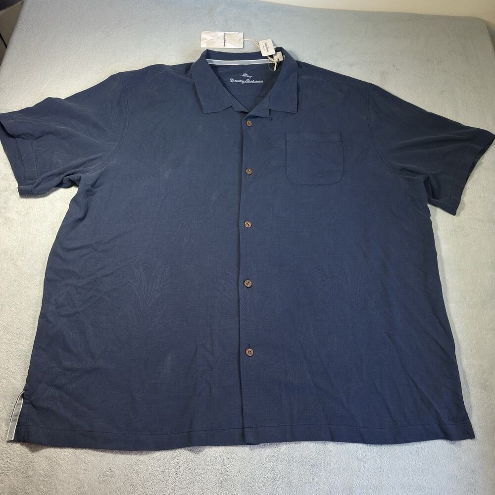 Tommy Bahama 70s Loop Collar Weekend Tropics Silk Shirt Mens 3XL Floral Stitch